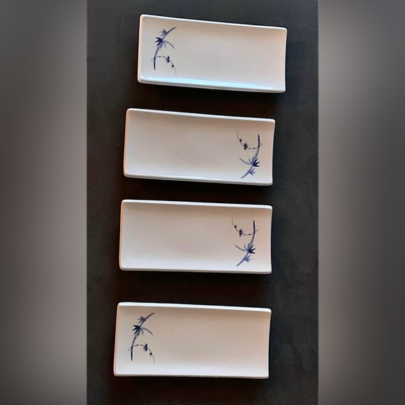 Thunder Group Blue Bamboo 8 1/2" x 4 3/4" Rectangular Sashimi Platter - 4 pack - Picture 1 of 3